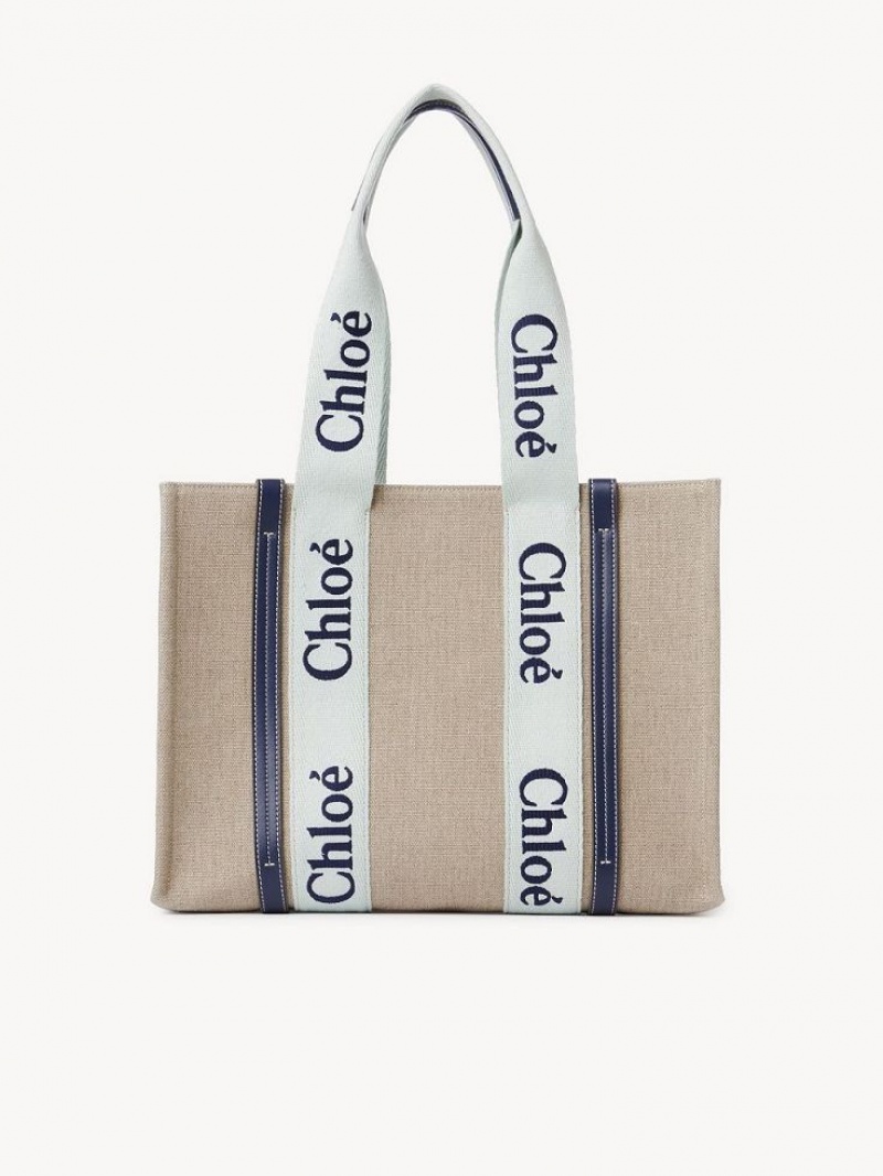 Chloe Medium Woody Tote Bags GREEN - BLUE 1 | CHE-SR13365