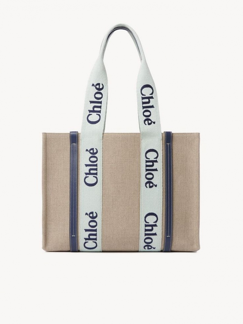 Chloe Medium Woody Tote Bags GREEN - BLUE 1 | CHE-SR13365