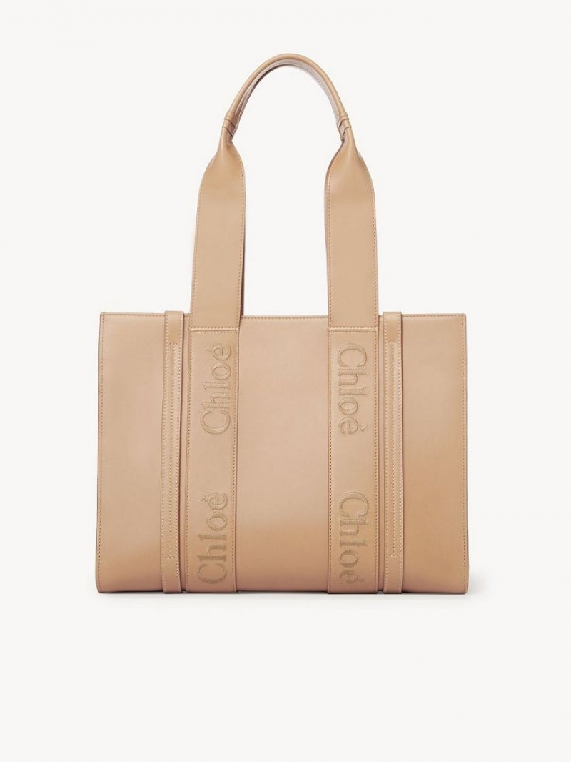 Chloe Medium Woody Tote Bags Light Tan | CHE-SR13353