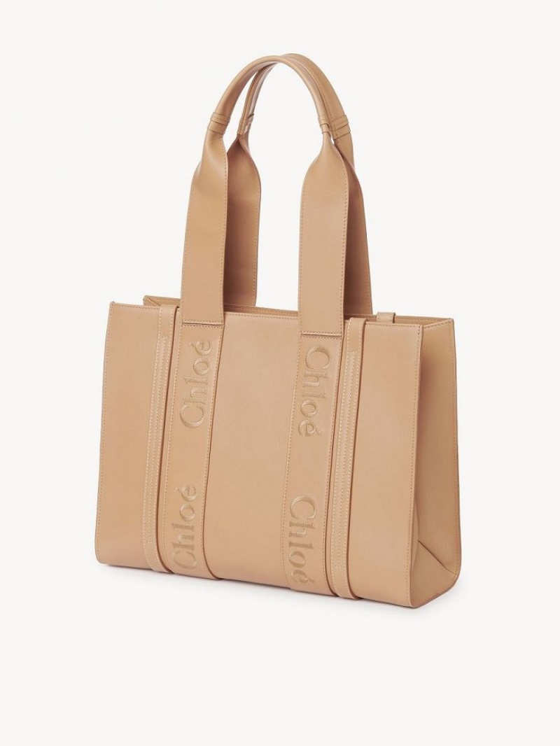 Chloe Medium Woody Tote Bags Light Tan | CHE-SR13353