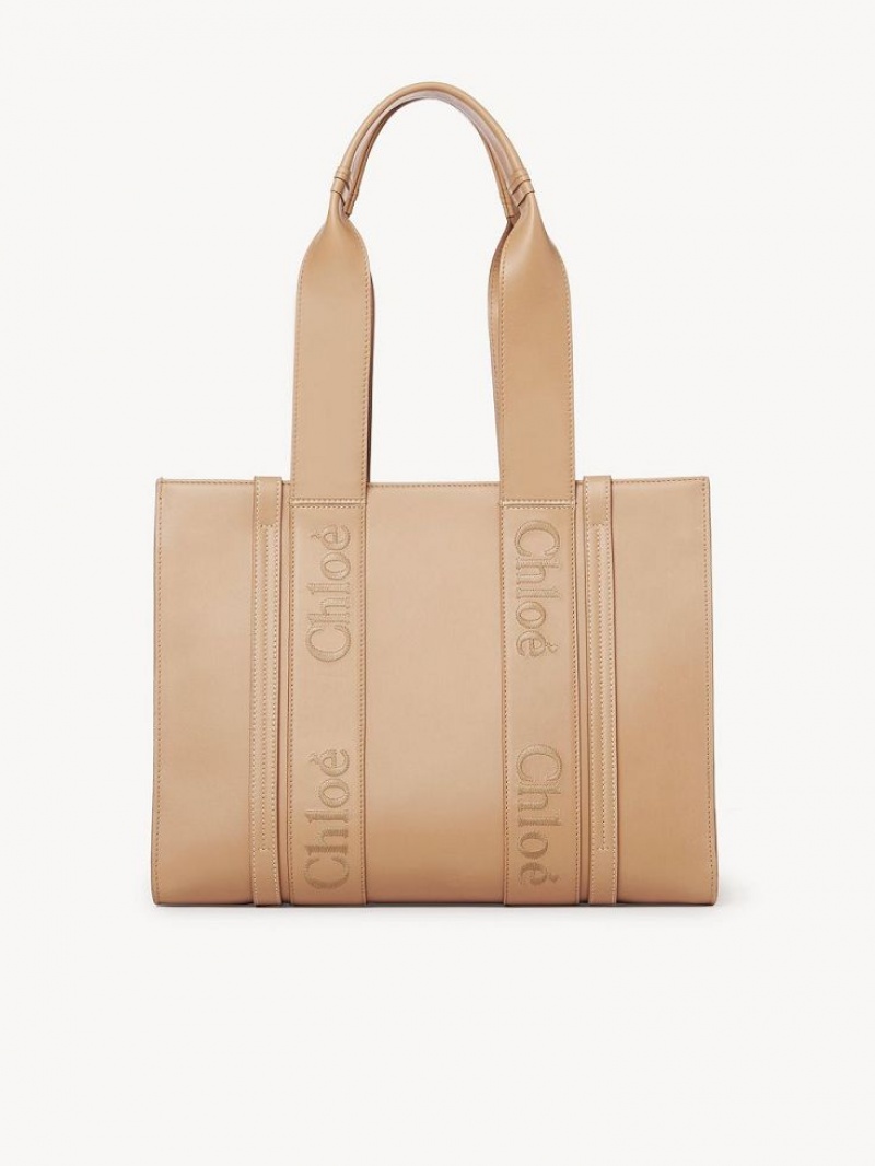 Chloe Medium Woody Tote Bags Light Tan | CHE-SR13353