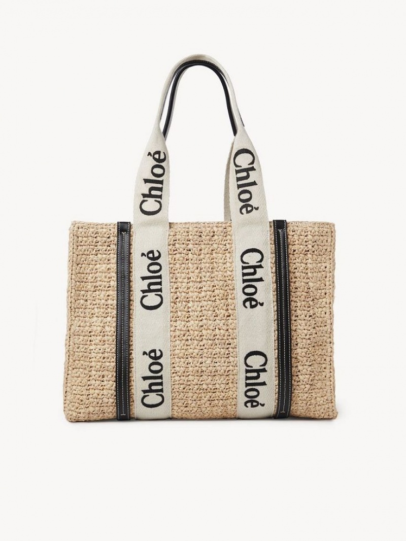 Chloe Medium Woody Tote Bags Sand | CHE-SR13368