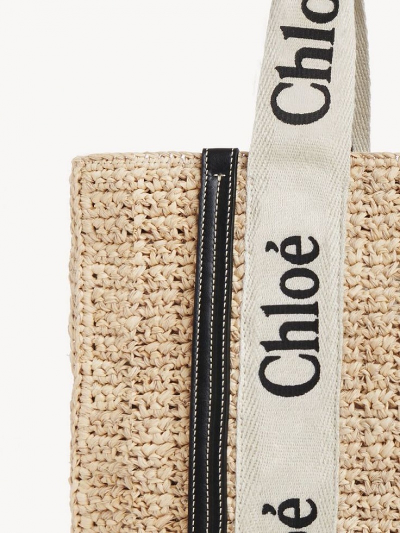 Chloe Medium Woody Tote Bags Sand | CHE-SR13368