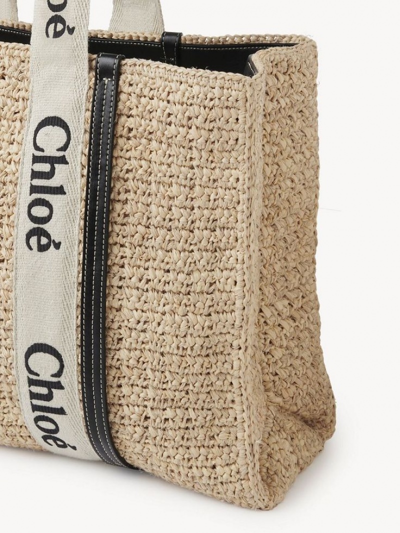 Chloe Medium Woody Tote Bags Sand | CHE-SR13368