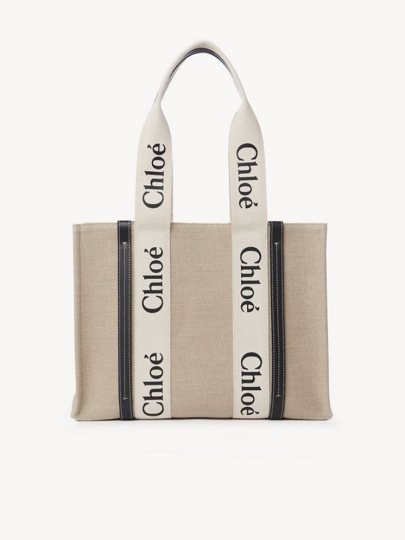 Chloe Medium Woody Tote Bags White - Blue 1 | CHE-SR13356