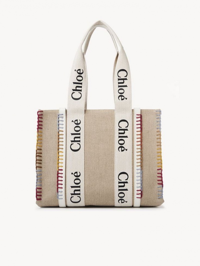 Chloe Medium Woody Tote Bags White | CHE-SR13295