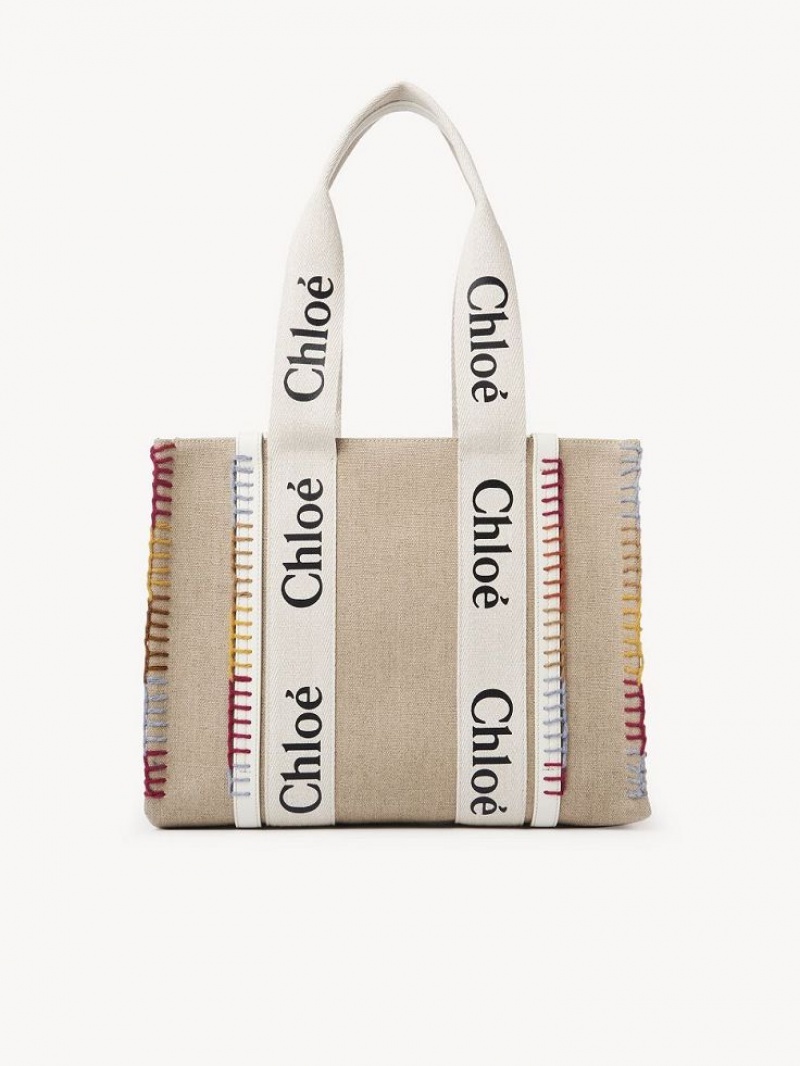 Chloe Medium Woody Tote Bags White | CHE-SR13295