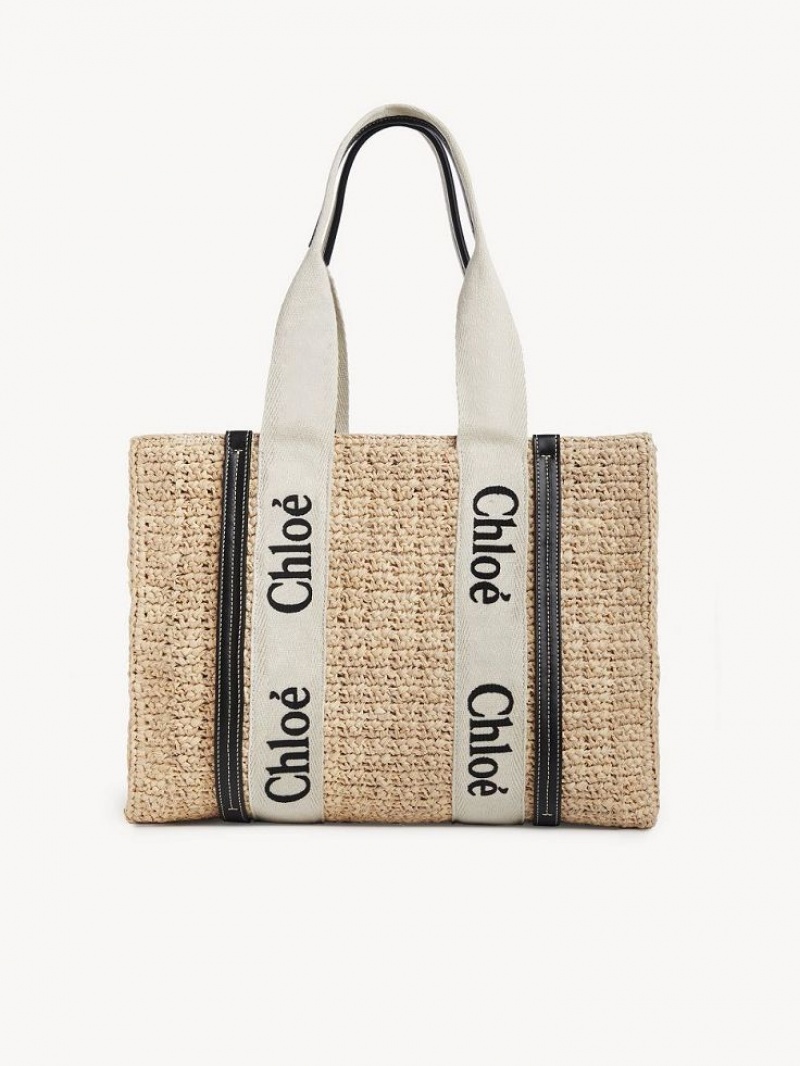 Chloe Medium Woody Tote Baskets Sand | CHE-SR13656