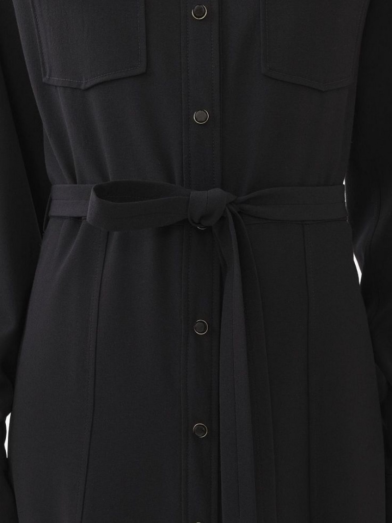 Chloe Midi Shirt Dresses Black | CHE-SR13842