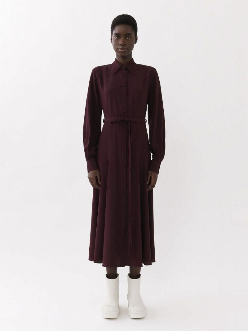 Chloe Midi Shirt Dresses Obscure Purple | CHE-SR13840