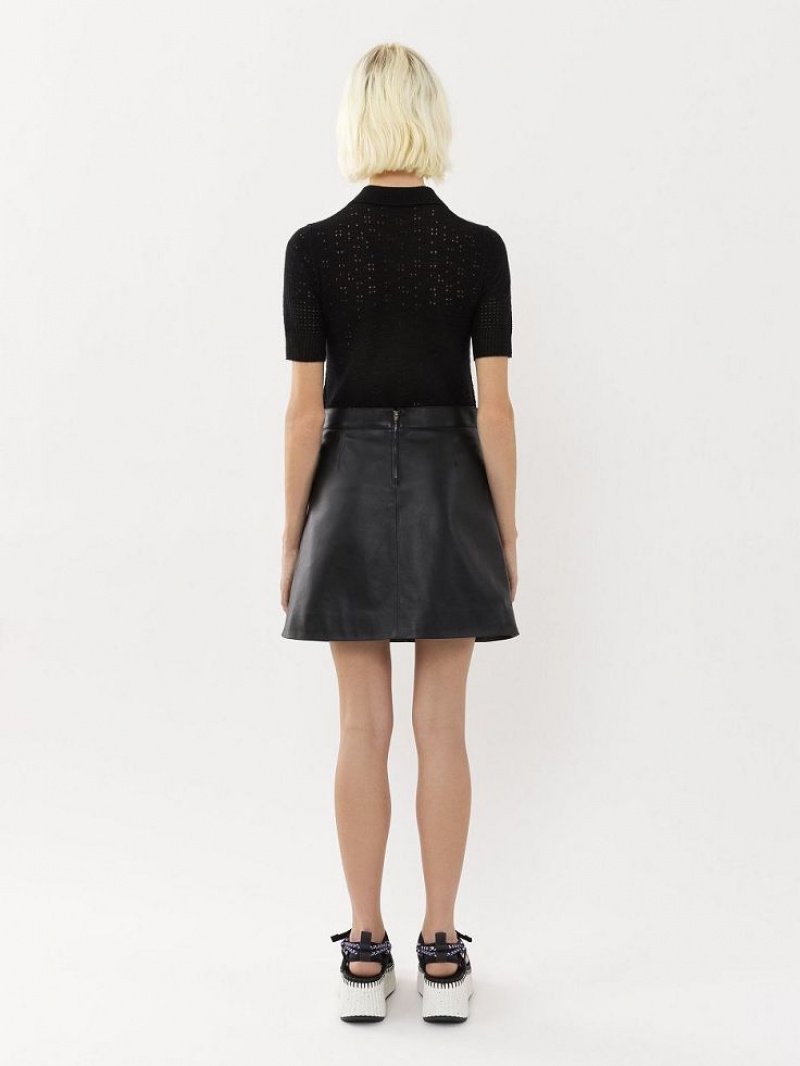 Chloe Mini Skirt Leather Black | CHE-SR14112