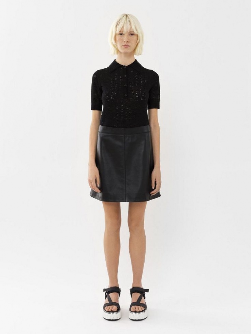 Chloe Mini Skirt Leather Black | CHE-SR14112