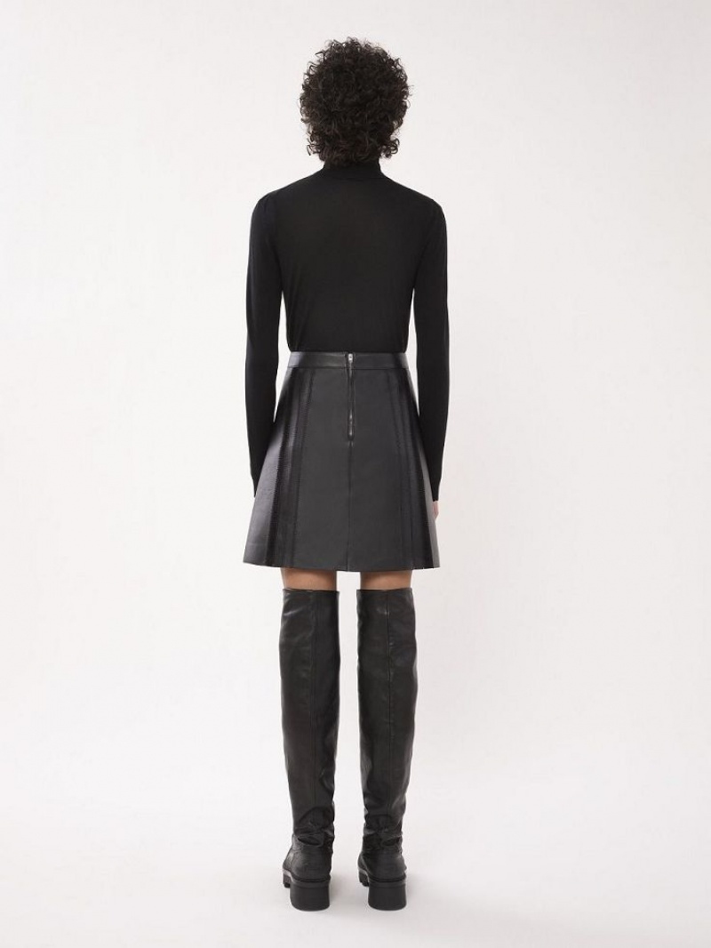 Chloe Mini Skirt Leather Black | CHE-SR14120