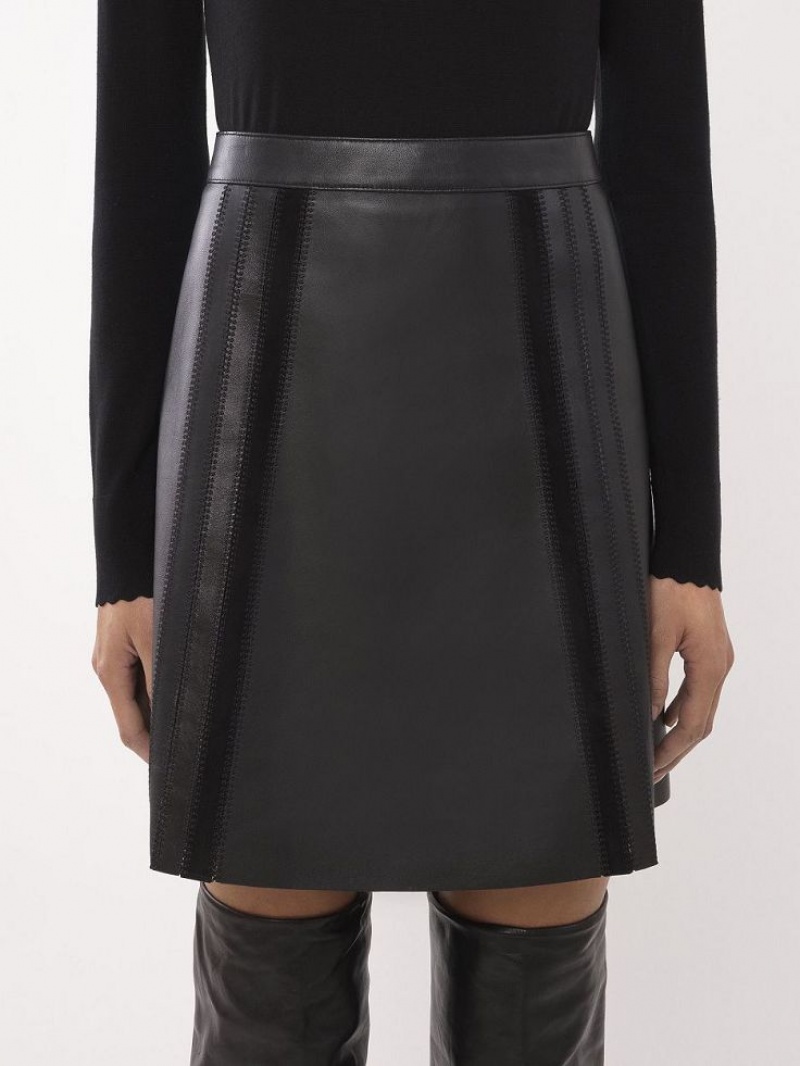 Chloe Mini Skirt Leather Black | CHE-SR14120