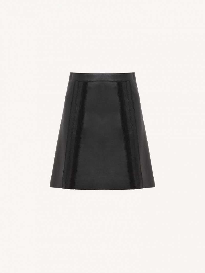 Chloe Mini Skirt Leather Black | CHE-SR14120