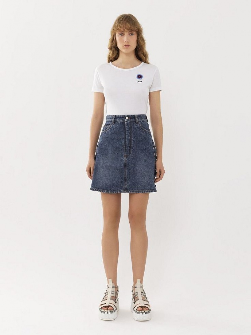 Chloe Mini Skirts Faded Denim | CHE-SR14084