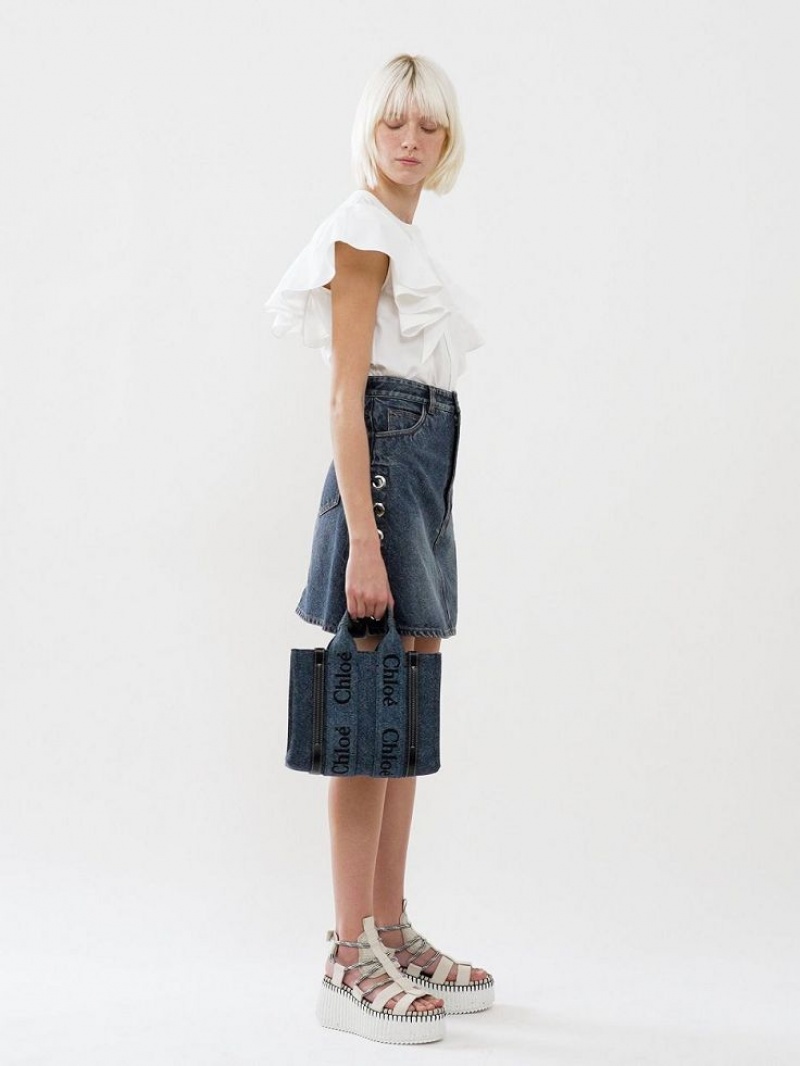 Chloe Mini Skirts Faded Denim | CHE-SR14084