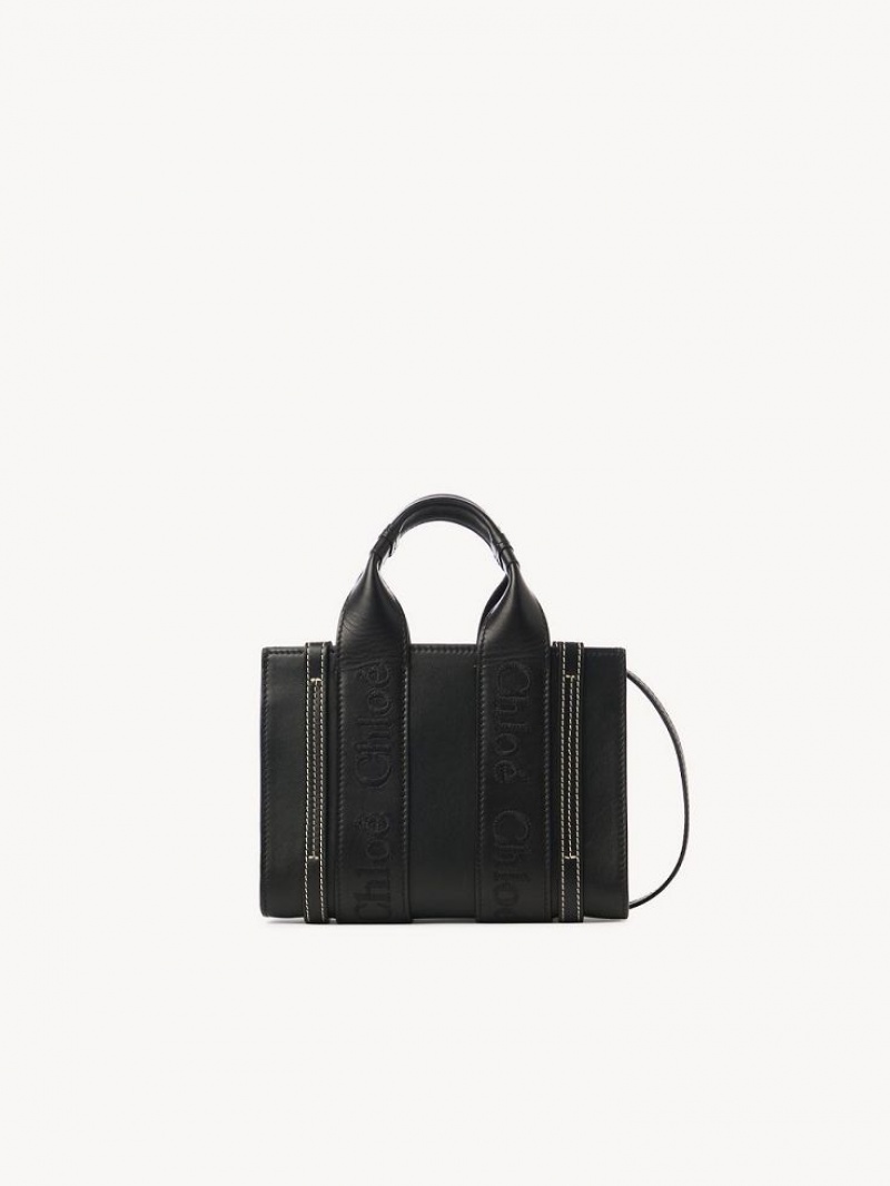 Chloe Mini Woody Crossbody Bags Black | CHE-SR13560