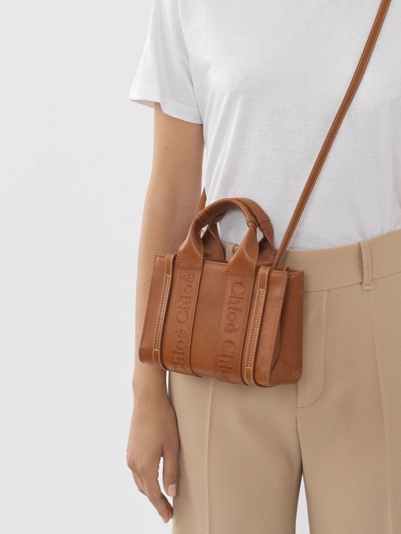 Chloe Mini Woody Crossbody Bags Caramel | CHE-SR13559