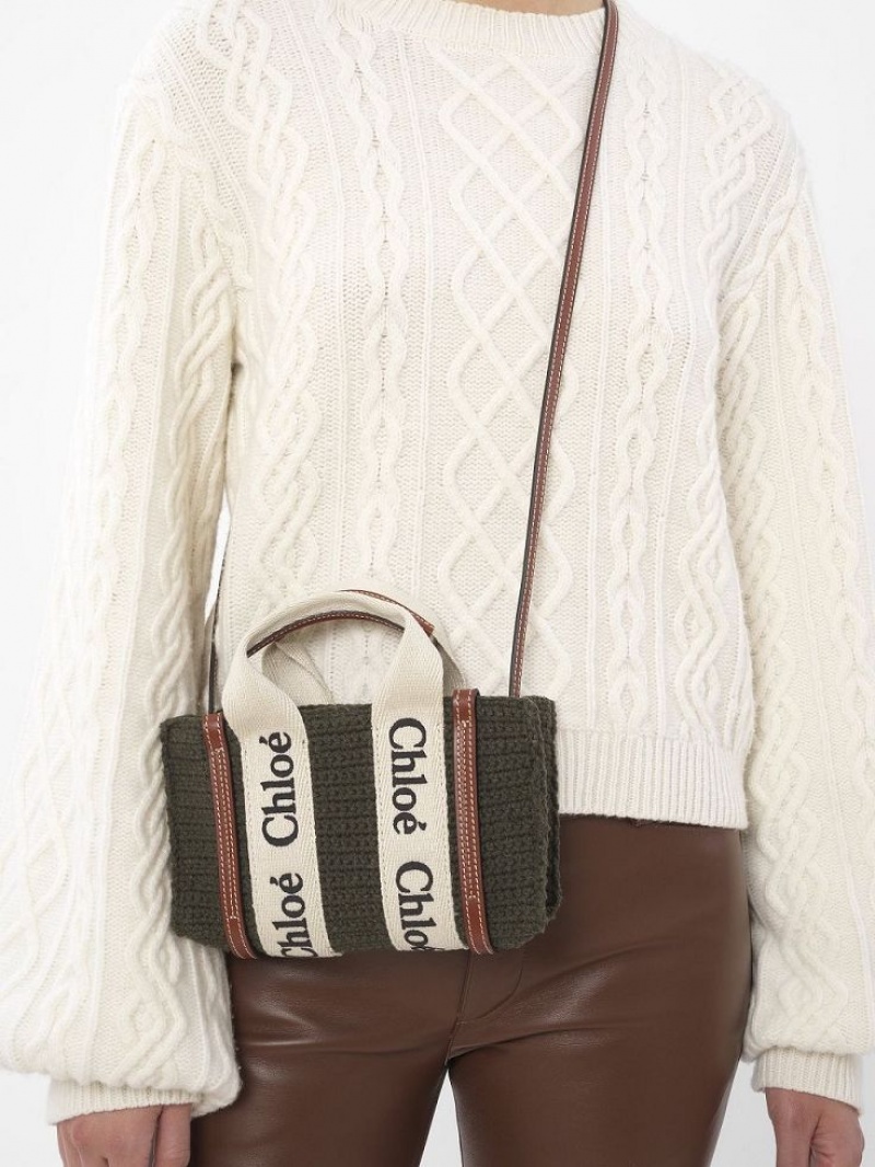 Chloe Mini Woody Crossbody Bags Elephant Grey | CHE-SR13465