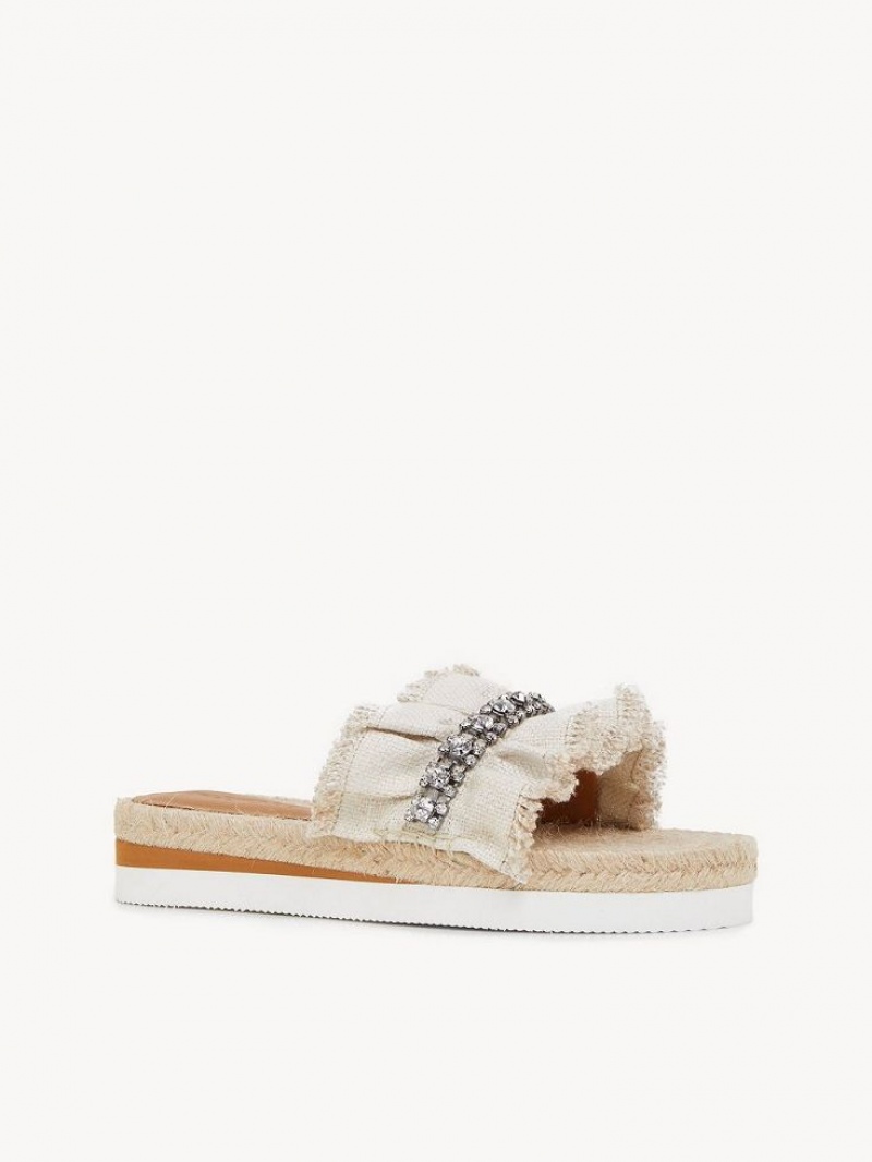 Chloe Mollie Espadrille Flats Silver | CHE-SR14801