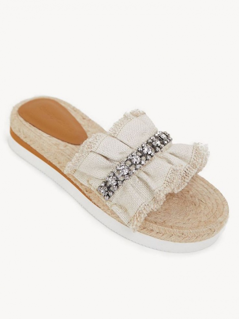 Chloe Mollie Espadrille Flats Silver | CHE-SR14801