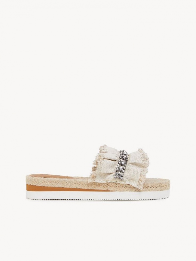 Chloe Mollie Espadrille Flats Silver | CHE-SR14801