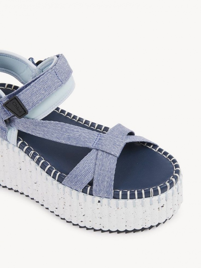 Chloe Nama Sandals Denim | CHE-SR14148