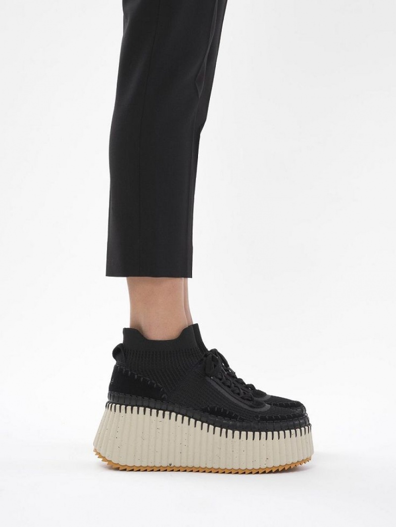 Chloe Nama Wedge Sneakers Black | CHE-SR14186