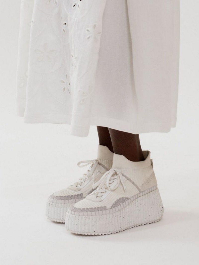 Chloe Nama Wedge Sneakers White | CHE-SR14188