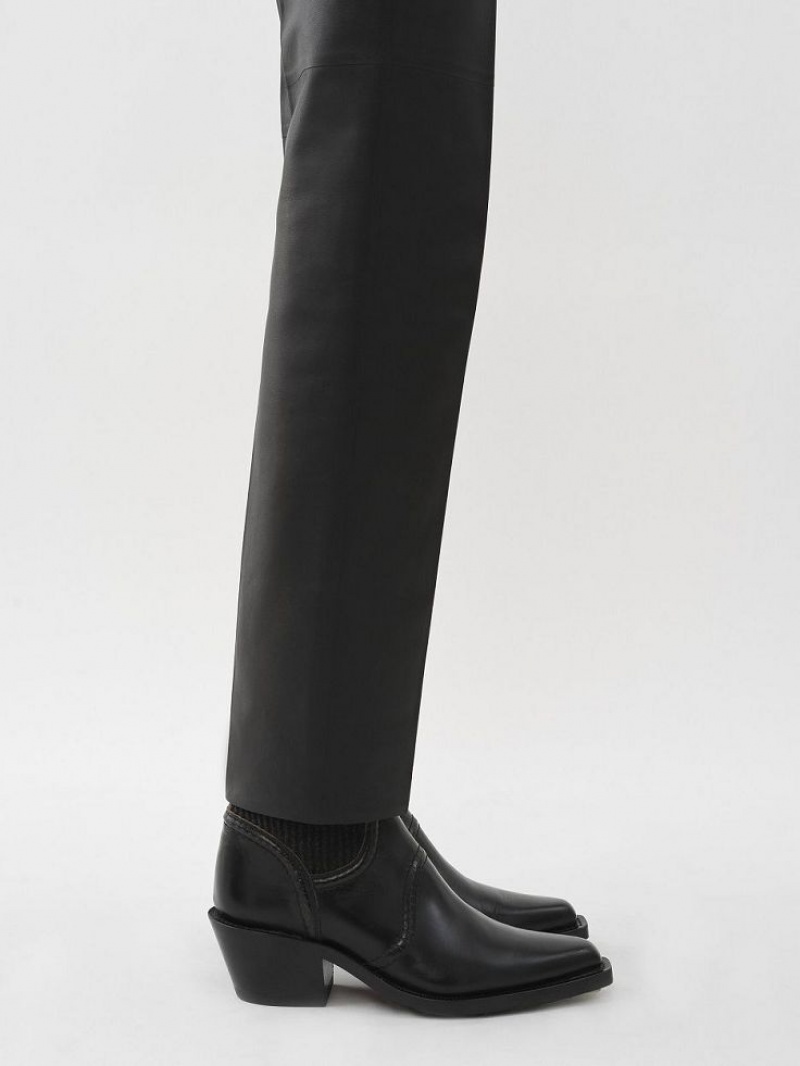 Chloe Nellie Texan Ankle Boots Black | CHE-SR14206