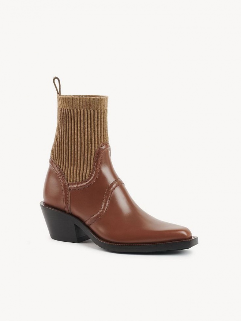 Chloe Nellie Texan Ankle Boots Ochre Delight | CHE-SR14204