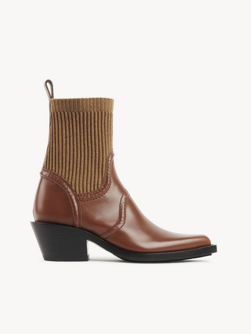 Chloe Nellie Texan Ankle Boots Ochre Delight | CHE-SR14204