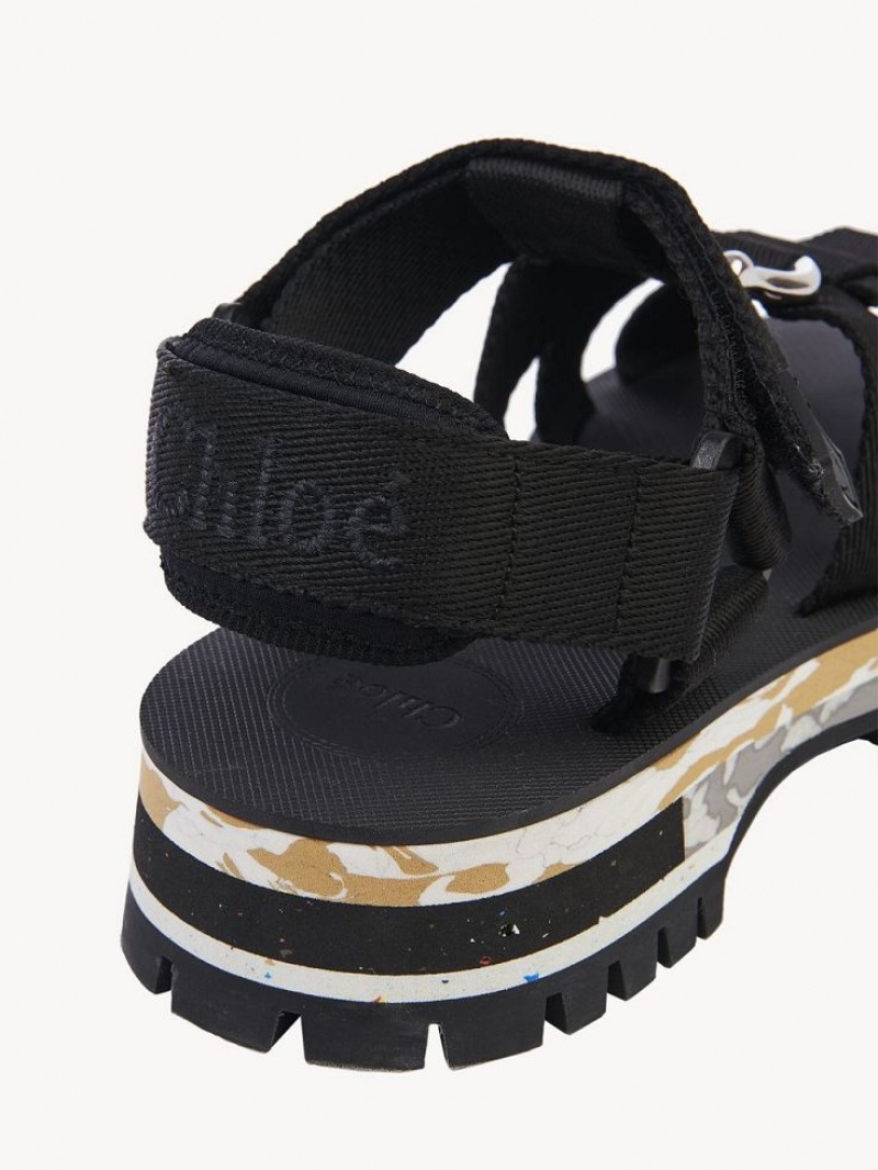 Chloe Nikie Active Flat Sandals Black | CHE-SR14169