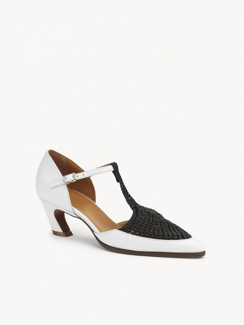 Chloe Olene Pumps White - Black 1 | CHE-SR14262