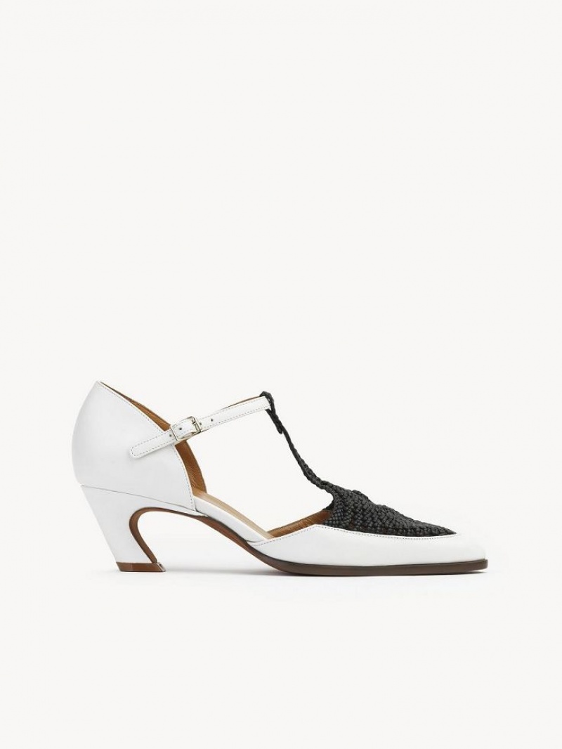 Chloe Olene Pumps White - Black 1 | CHE-SR14262