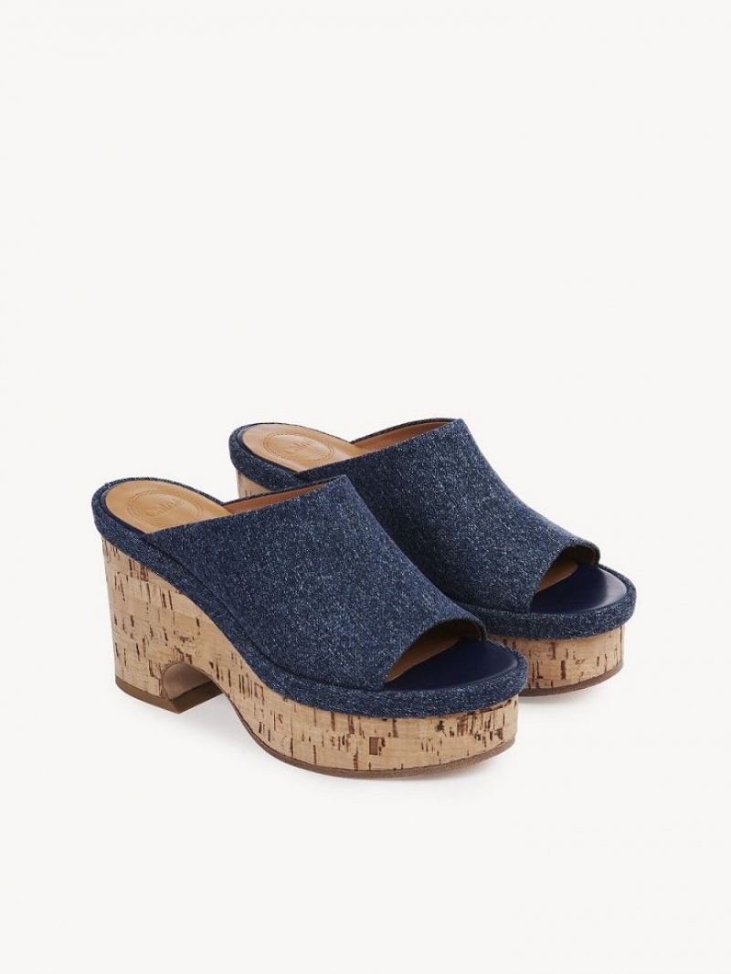 Chloe Oli Platform Mule Denim | CHE-SR14134