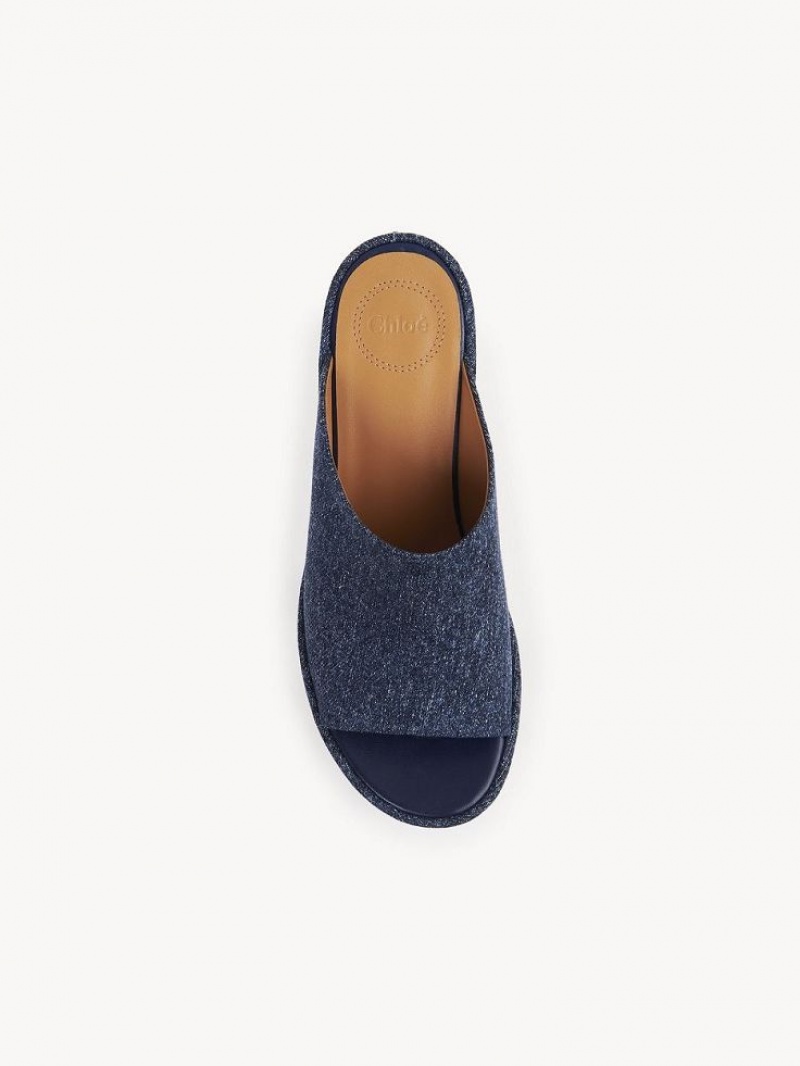 Chloe Oli Platform Mule Denim | CHE-SR14134