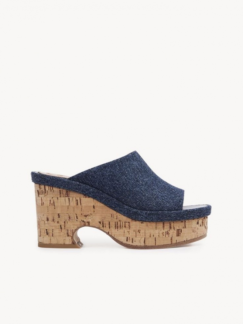 Chloe Oli Platform Mule Denim | CHE-SR14134