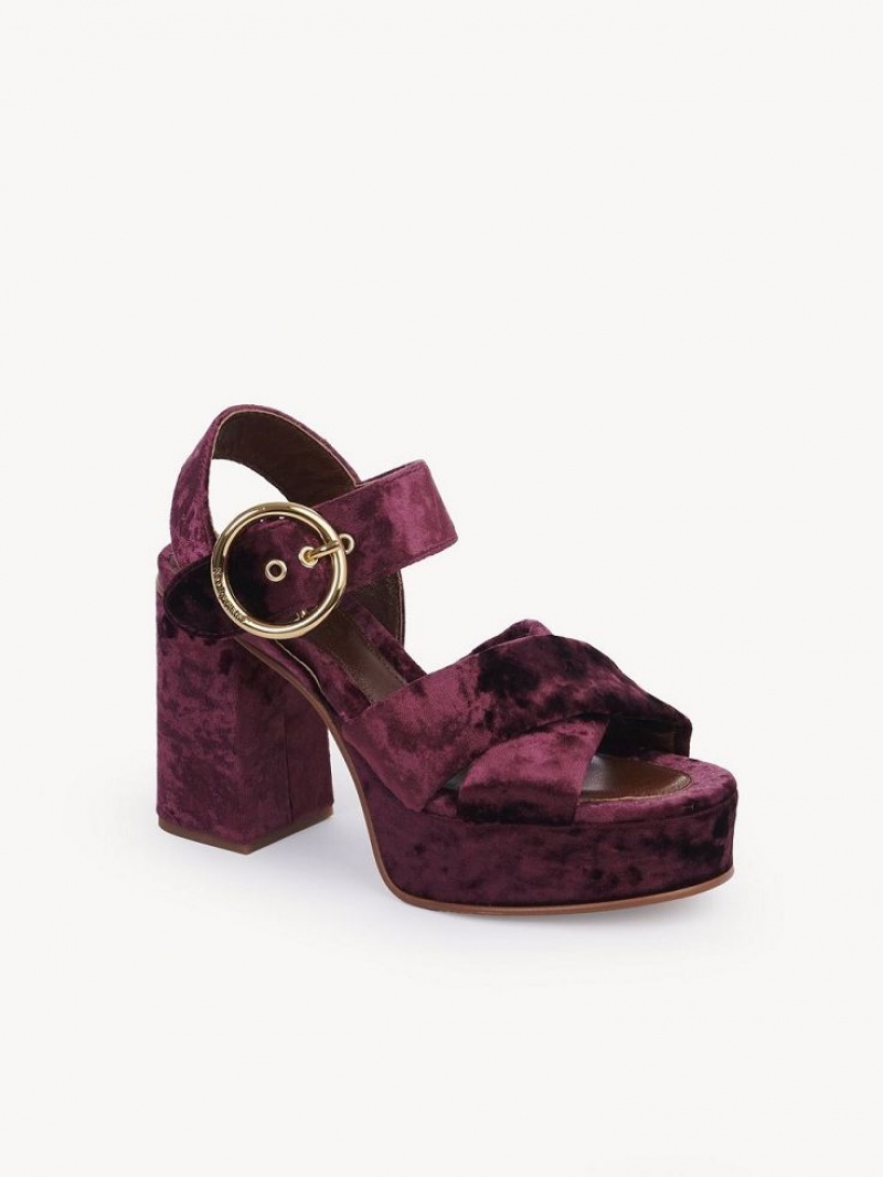 Chloe Orla Platform Sandals BORGOGNA | CHE-SR14809