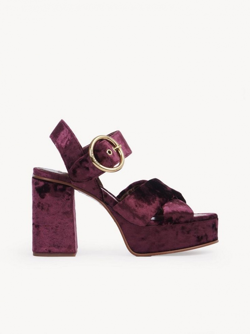 Chloe Orla Platform Sandals BORGOGNA | CHE-SR14809