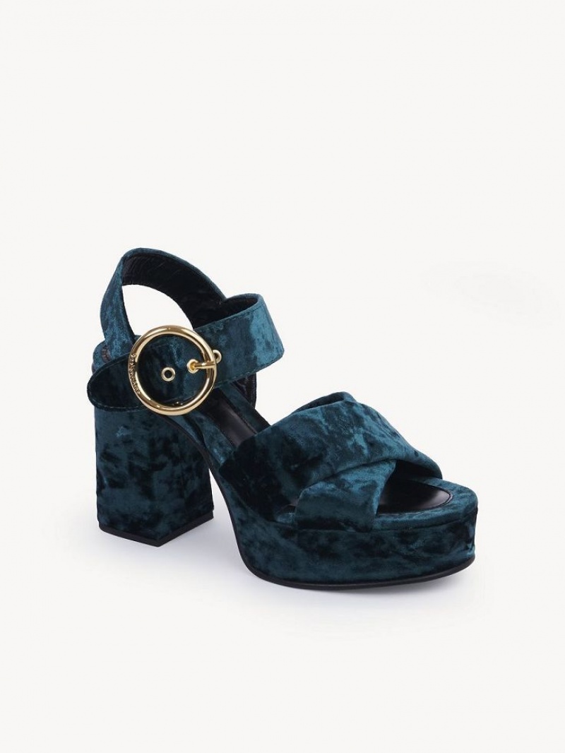 Chloe Orla Platform Sandals GREEN 425 | CHE-SR14808