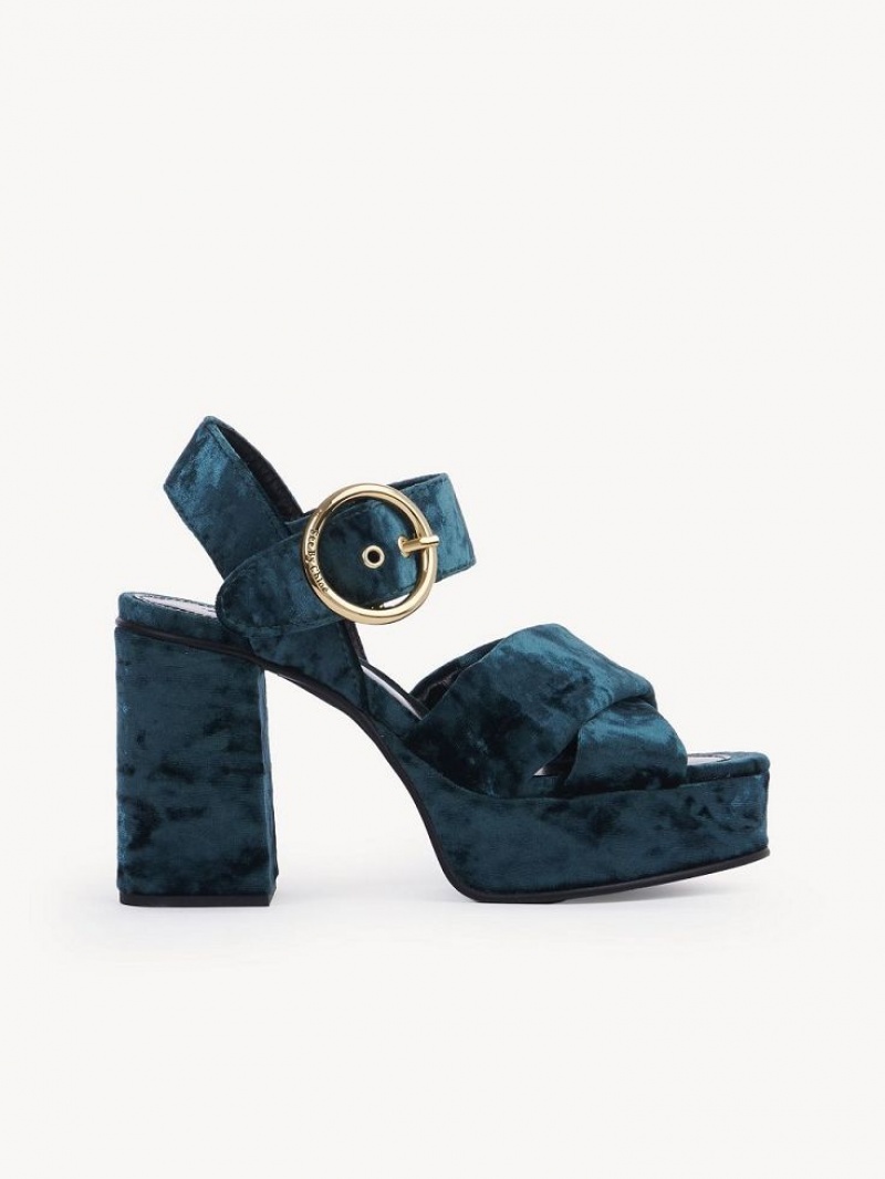 Chloe Orla Platform Sandals GREEN 425 | CHE-SR14808