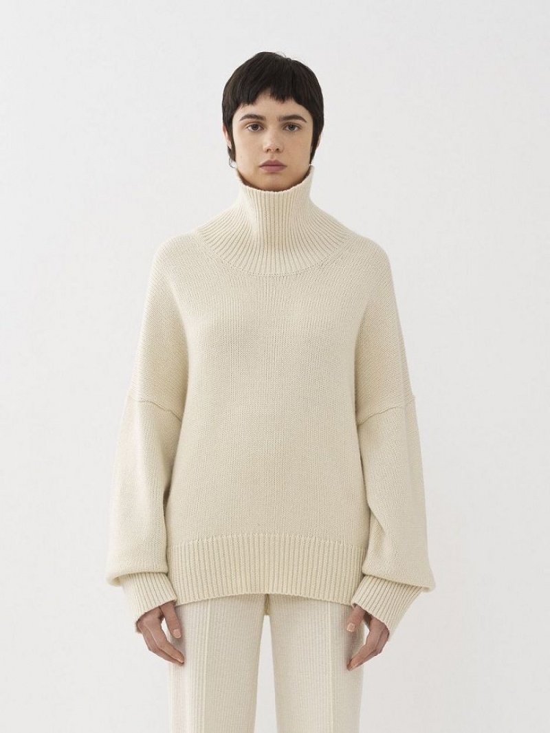 Chloe Oversized High-neck Knitwear White Powder | CHE-SR13927