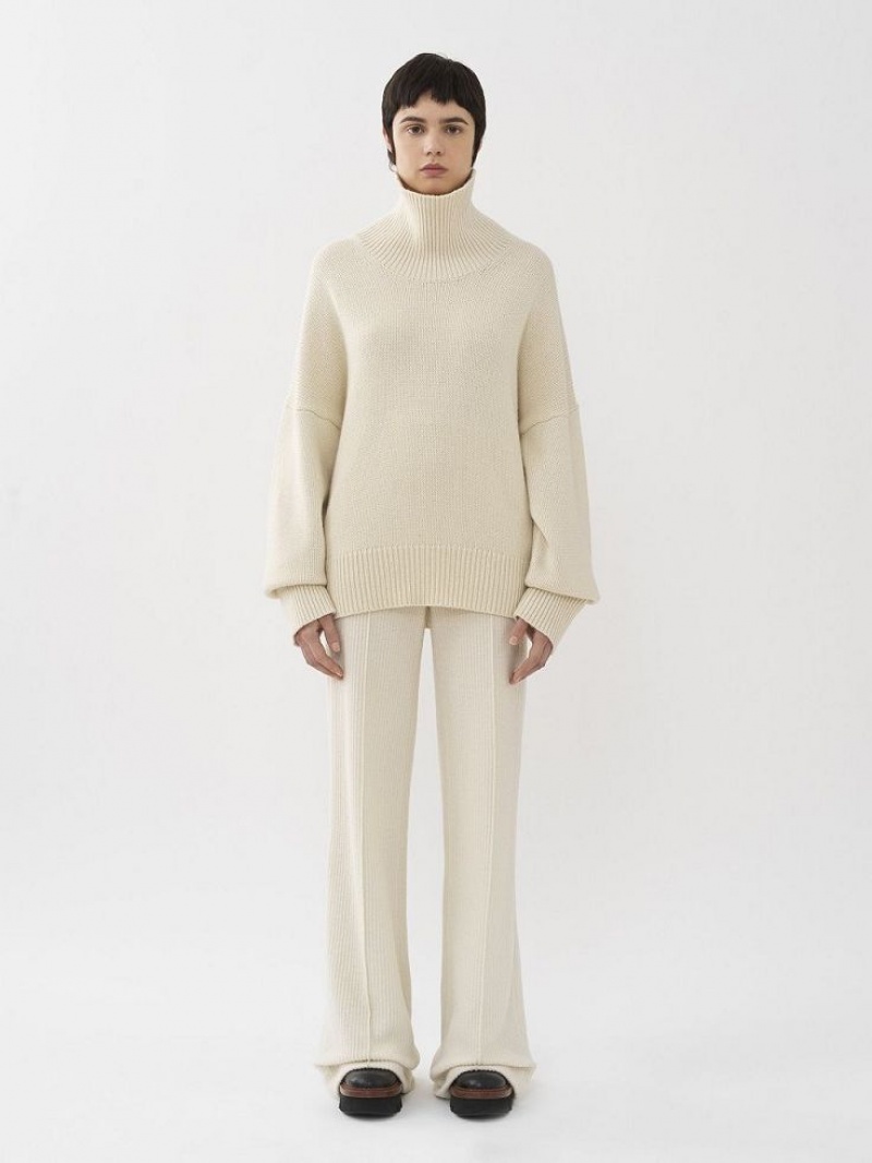 Chloe Oversized High-neck Knitwear White Powder | CHE-SR13927