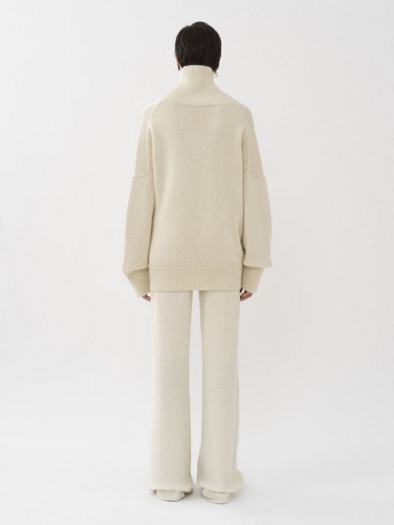 Chloe Oversized High-neck Knitwear White Powder | CHE-SR13927