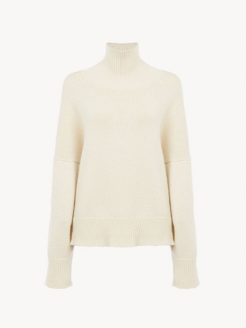 Chloe Oversized High-neck Knitwear White Powder | CHE-SR13927