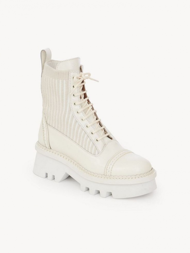 Chloe Owena Ankle Boots Cloudy White | CHE-SR14214