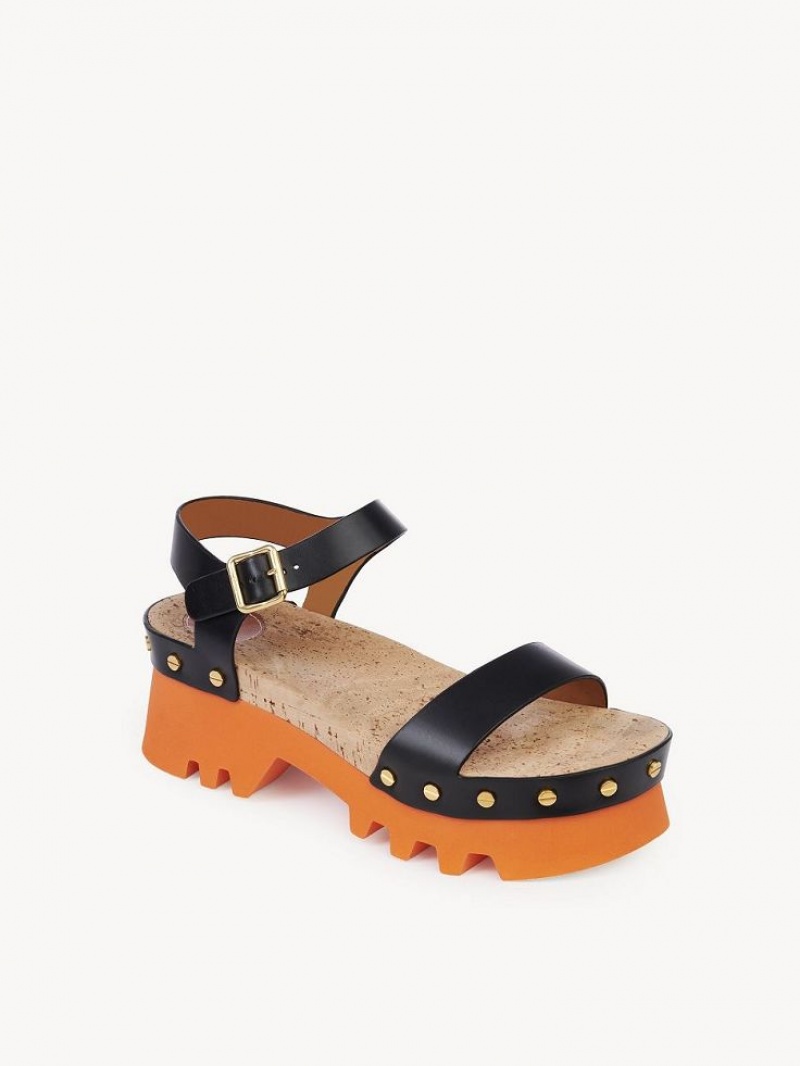 Chloe Owena Platform Sandals Black | CHE-SR14152