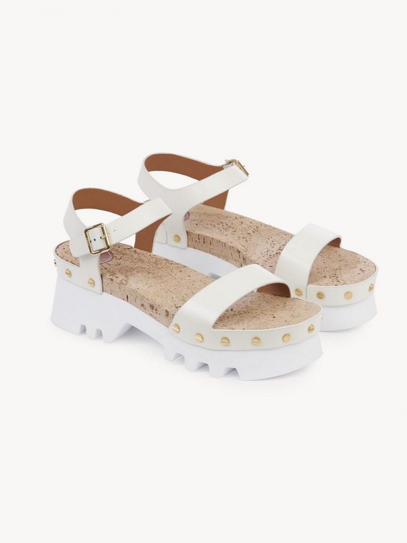 Chloe Owena Platform Sandals Cloudy White | CHE-SR14162